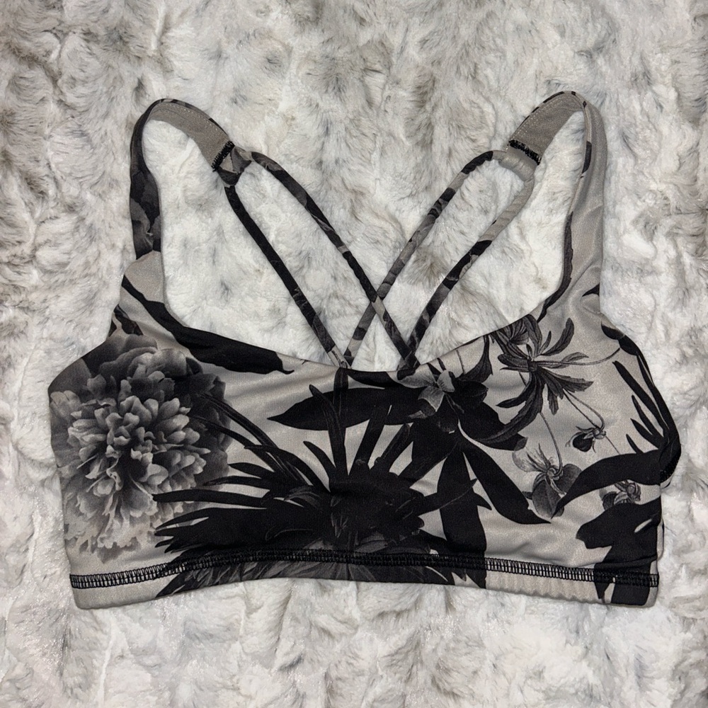 lululemon athletica Black and Gray Floral Sports Bra